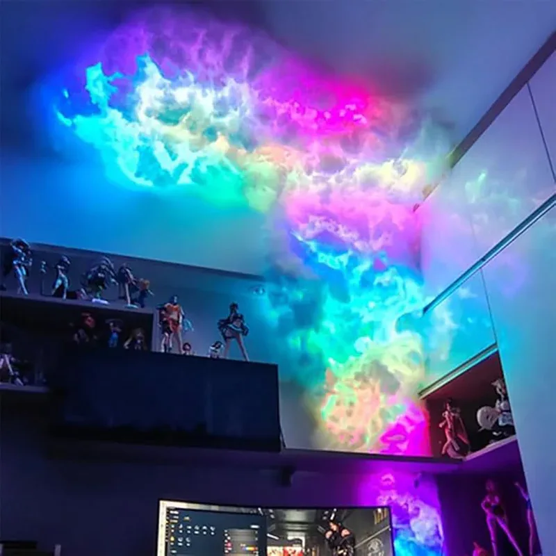 Nuage d'orage LED 3D avec synchronisation musicale et ruban multicolore