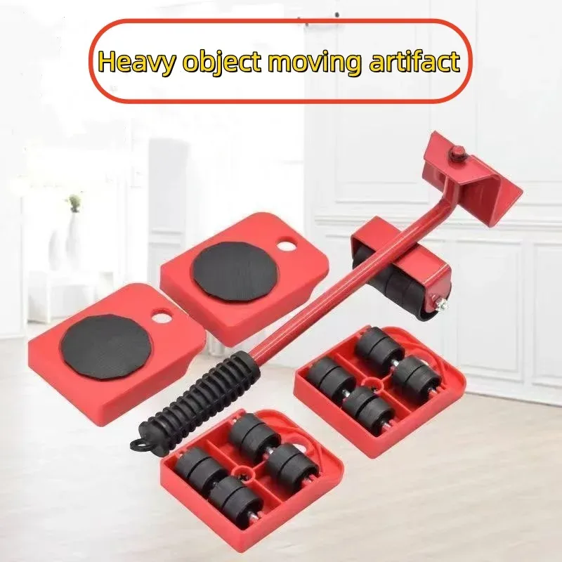 Kit de déplacement de meubles avec levier et supports à roulettes (5 pièces)