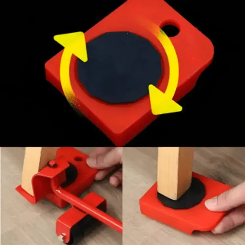 Kit de déplacement de meubles avec levier et supports à roulettes (5 pièces) slide 2