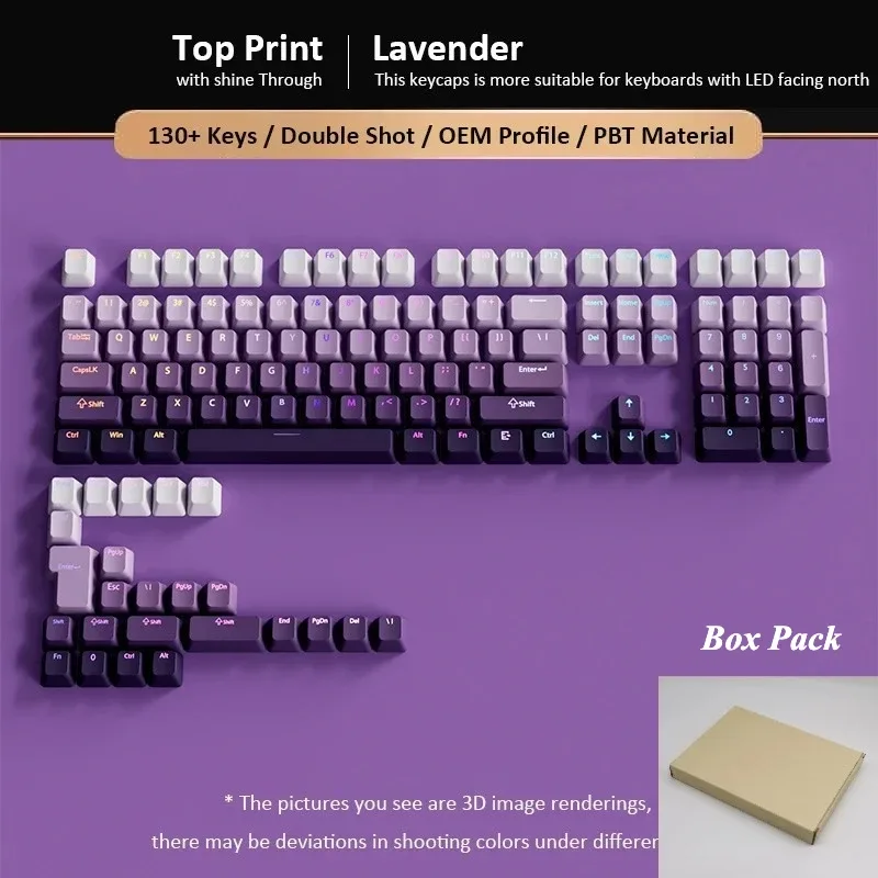 Set de 134 touches PBT Double-Shot - Violet Lavande - Profil OEM - Rétroéclairé slide 9
