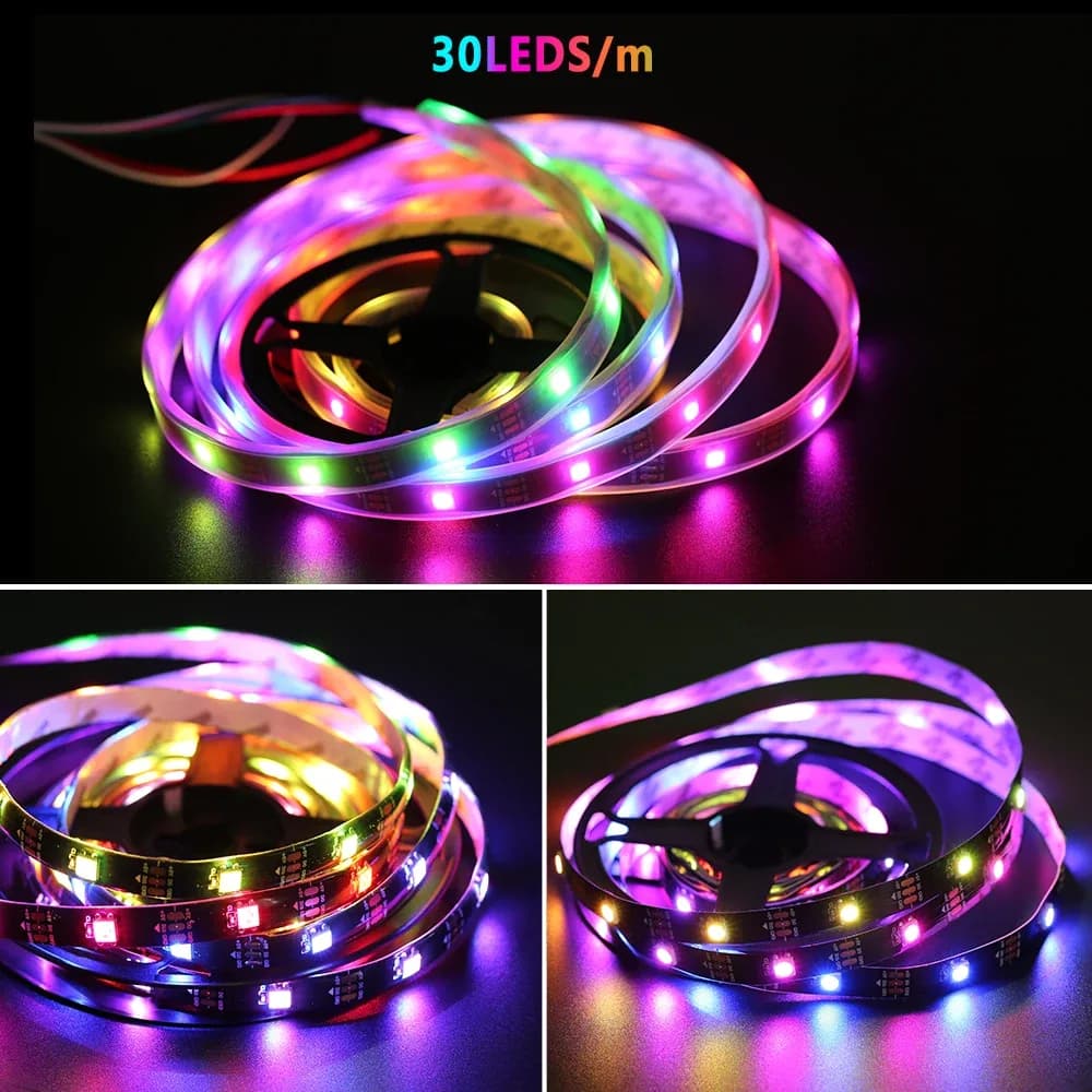 Ruban LED RGBIC Adressable WS2812B 5V USB - 30/60 LED/m - IP30/IP65/IP67 slide 6