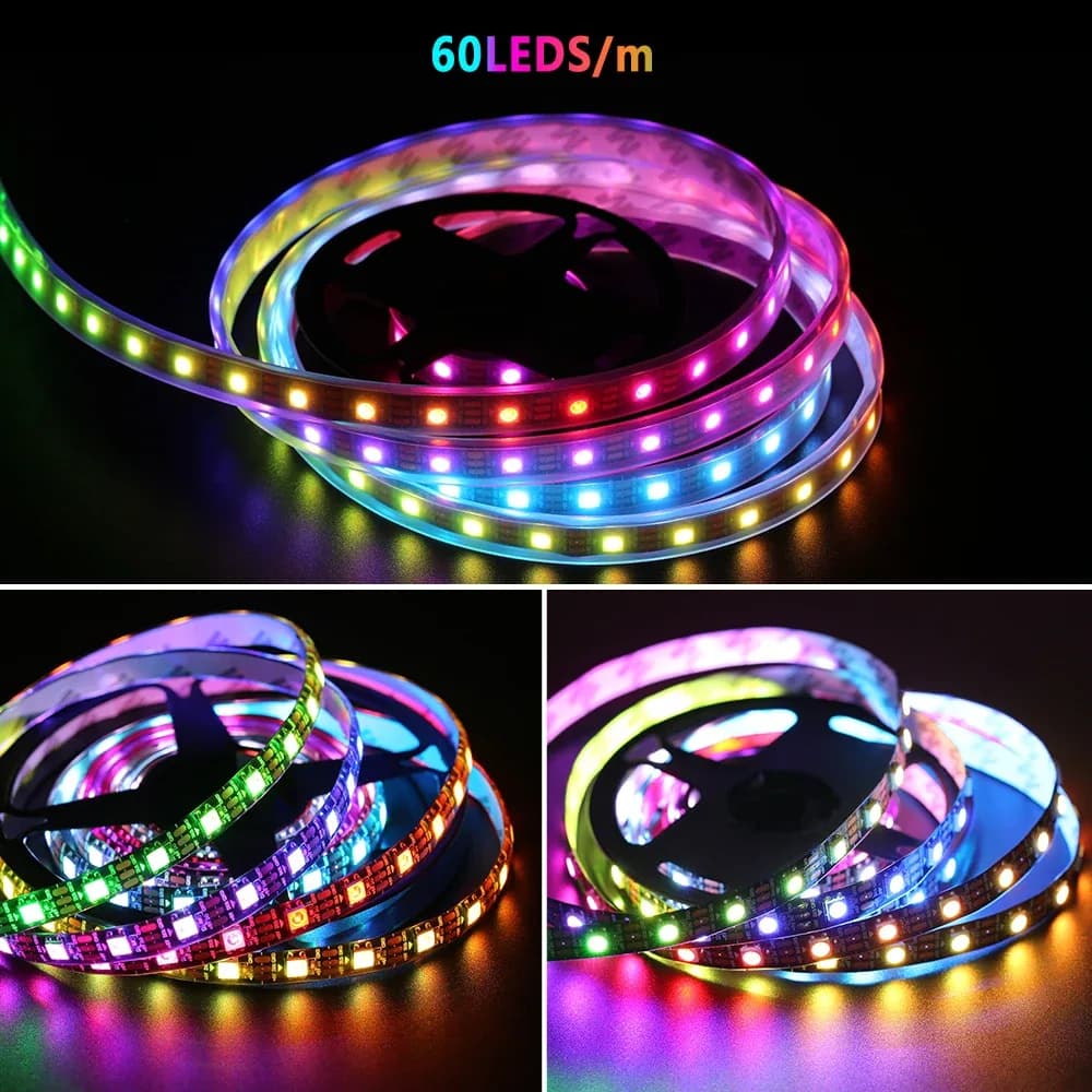 Ruban LED RGBIC Adressable WS2812B 5V USB - 30/60 LED/m - IP30/IP65/IP67 slide 5