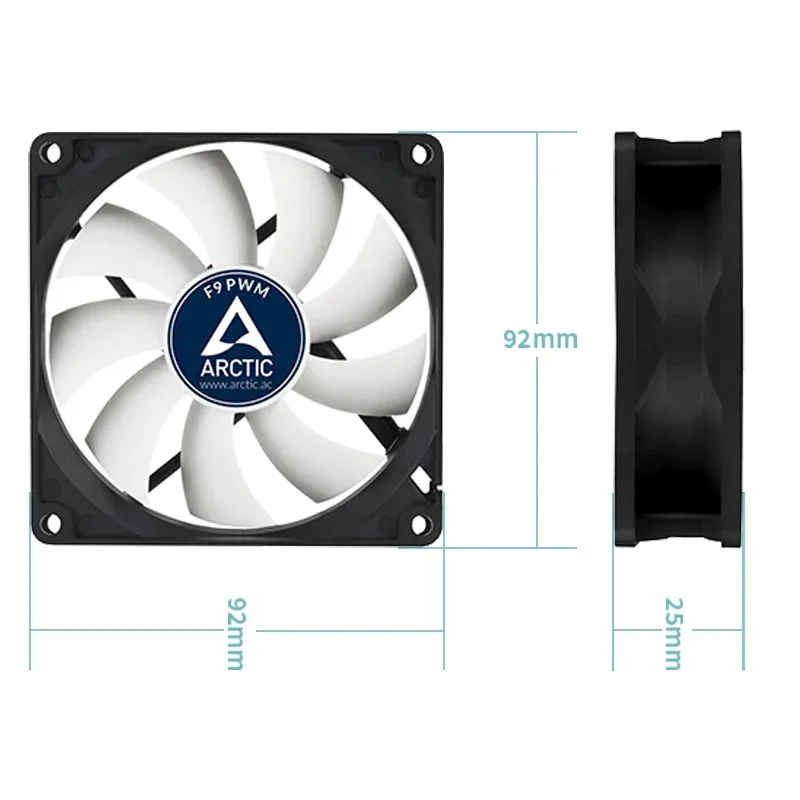 ARCTIC F9 PWM - Ventilateur de boîtier 92 mm, 150-1800 tr/min - Image 4