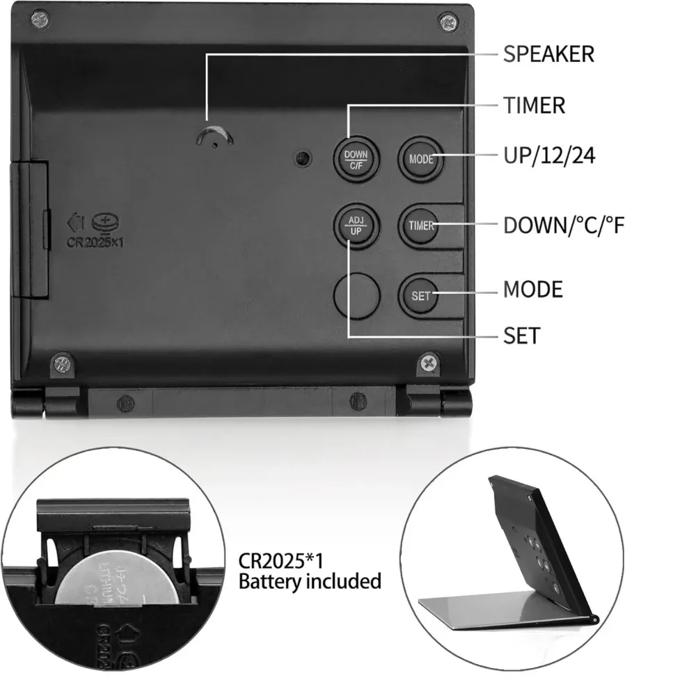 Réveil numérique pliable avec écran LCD rétroéclairé et calendrier slide 3