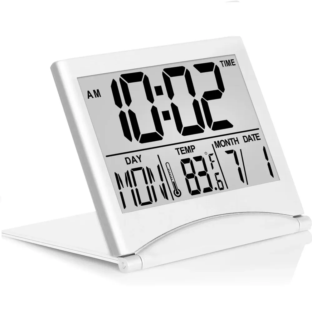 Réveil numérique pliable avec écran LCD rétroéclairé et calendrier slide 8