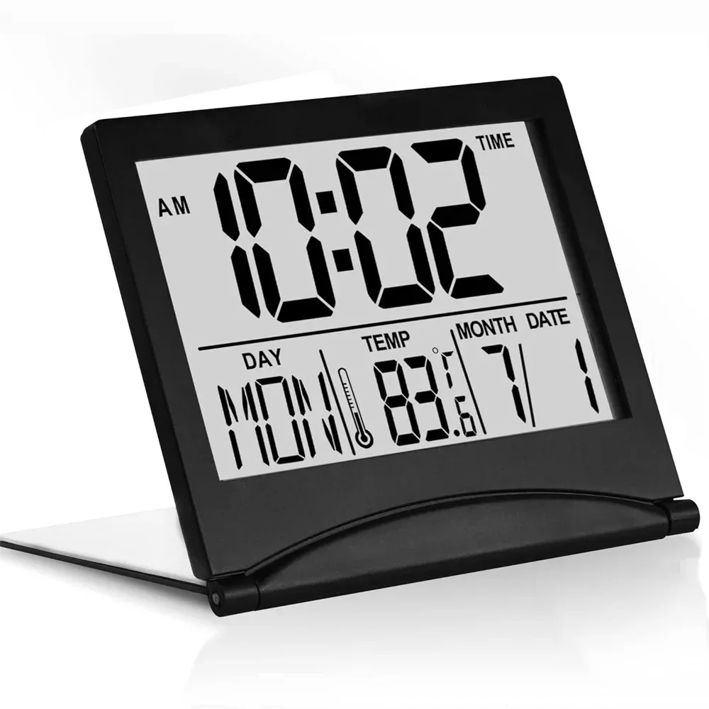 Réveil numérique pliable avec écran LCD rétroéclairé et calendrier slide 7