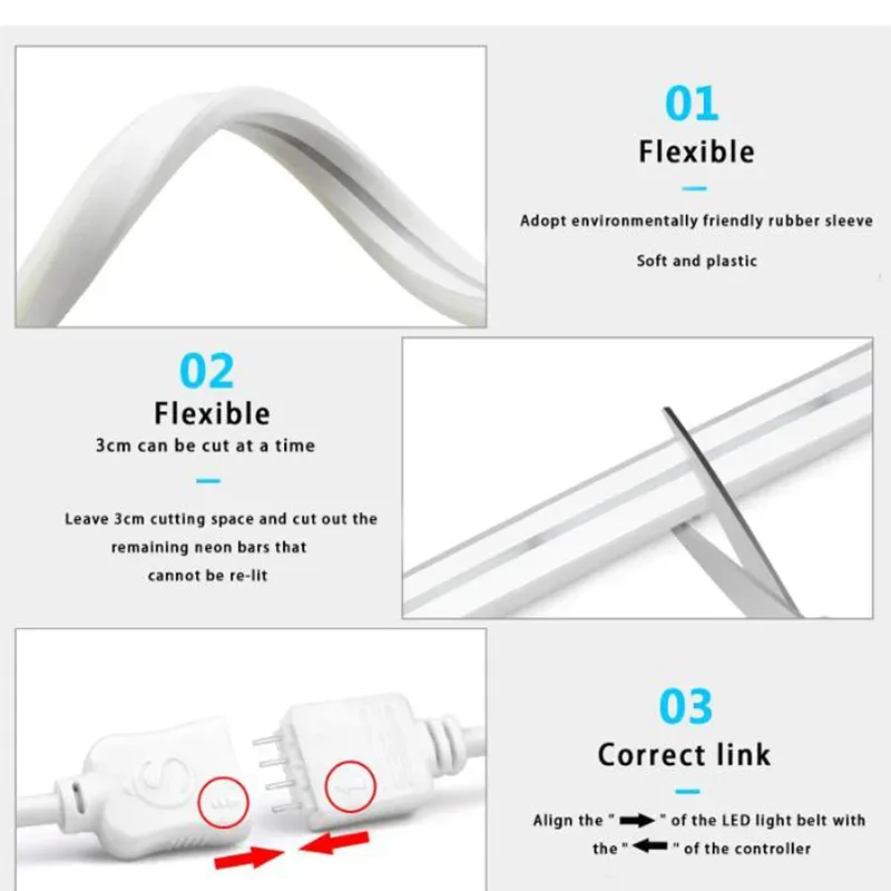 Ruban LED Néon RGB Flexible 5V avec Contrôle App et Synchronisation Musicale - Étanche - Image 2