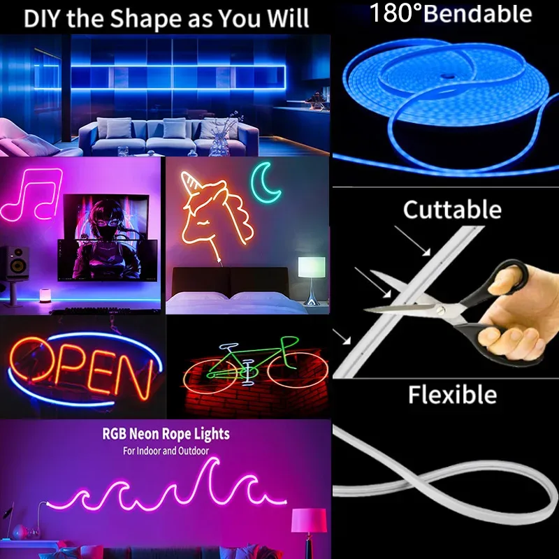 Ruban LED Néon RGB Flexible 5V avec Contrôle App et Synchronisation Musicale - Étanche - Image 5