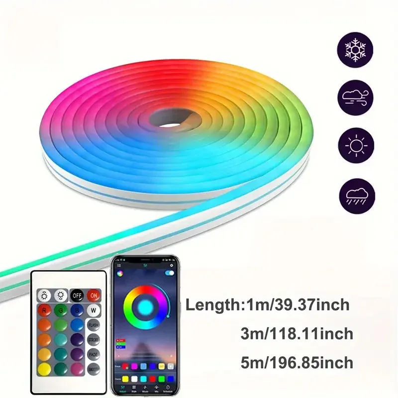 Ruban LED Néon RGB Flexible 5V avec Contrôle App et Synchronisation Musicale - Étanche slide 7