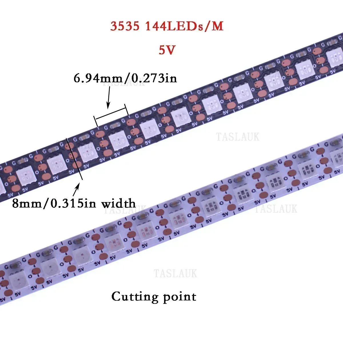 Ruban LED Adressable 3535, WS2812B / SK6812, 5V, 60/144 LEDs/m, 8mm (1m-5m) - Image 2