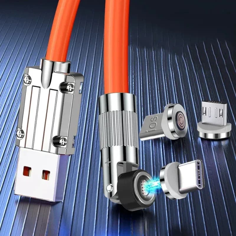 Câble de charge rapide magnétique rotatif 540° 120W (6A), USB vers Type-C et Micro-USB, silicone liquide, 1,5m slide 3