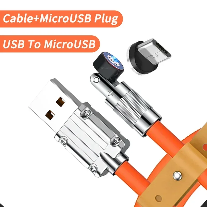 Câble de charge rapide magnétique rotatif 540° 120W (6A), USB vers Type-C et Micro-USB, silicone liquide, 1,5m slide 8