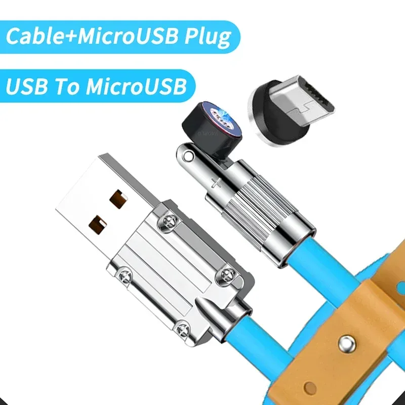 Câble de charge rapide magnétique rotatif 540° 120W (6A), USB vers Type-C et Micro-USB, silicone liquide, 1,5m slide 10