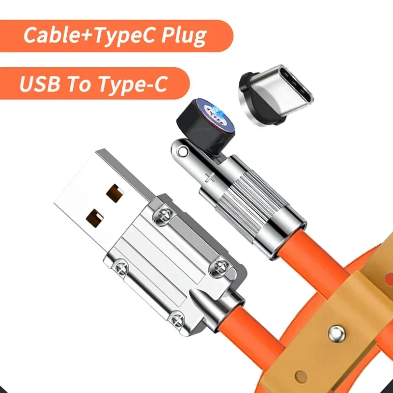 Câble de charge rapide magnétique rotatif 540° 120W (6A), USB vers Type-C et Micro-USB, silicone liquide, 1,5m slide 15
