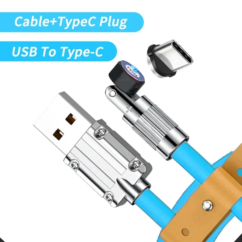 Câble de charge rapide magnétique rotatif 540° 120W (6A), USB vers Type-C et Micro-USB, silicone liquide, 1,5m slide 17