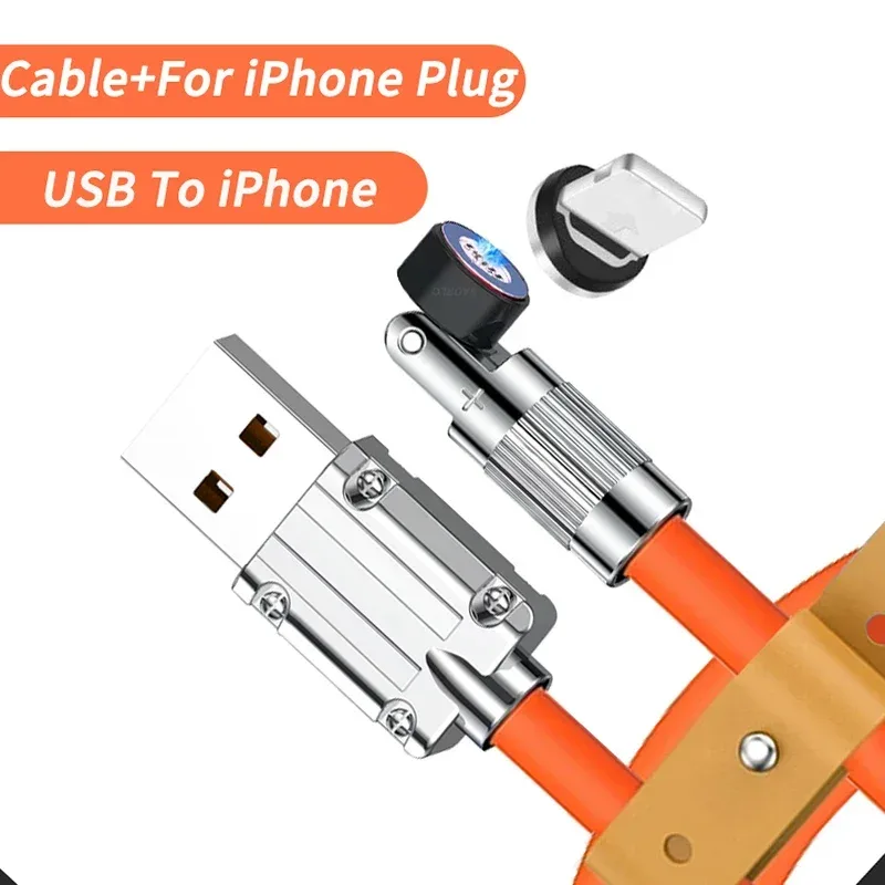 Câble de charge rapide magnétique rotatif 540° 120W (6A), USB vers Type-C et Micro-USB, silicone liquide, 1,5m slide 18