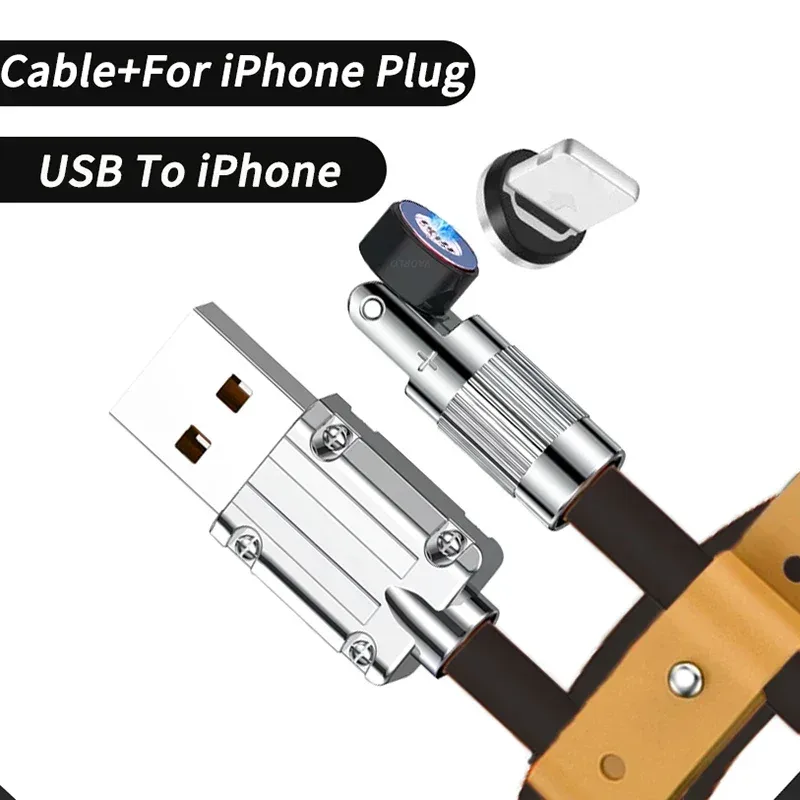 Câble de charge rapide magnétique rotatif 540° 120W (6A), USB vers Type-C et Micro-USB, silicone liquide, 1,5m slide 13
