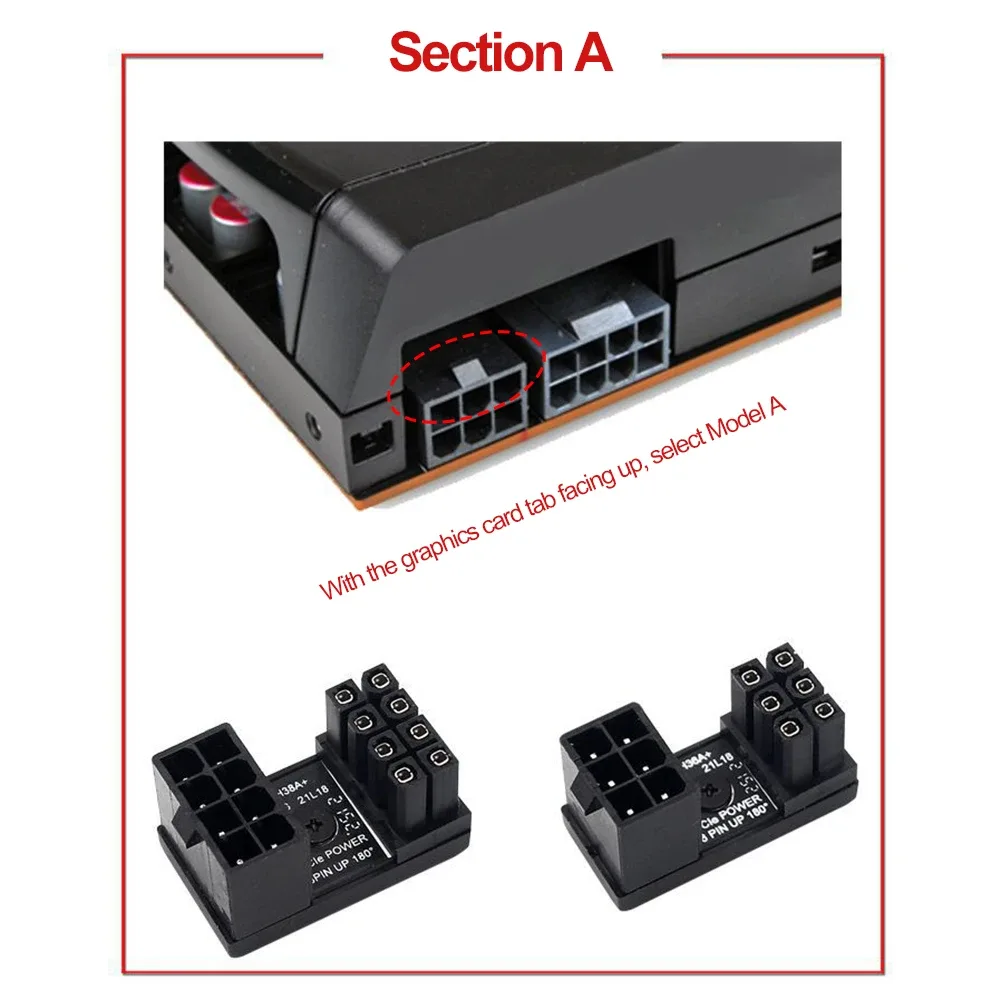 Adaptateur coudé 180° ATX 6/8 broches pour alimentation GPU - Image 3