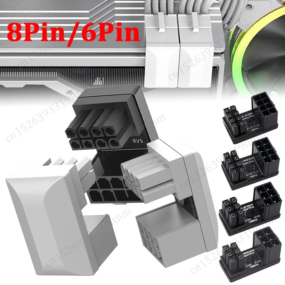 Adaptateur coudé 180° ATX 6/8 broches pour alimentation GPU - Image 1