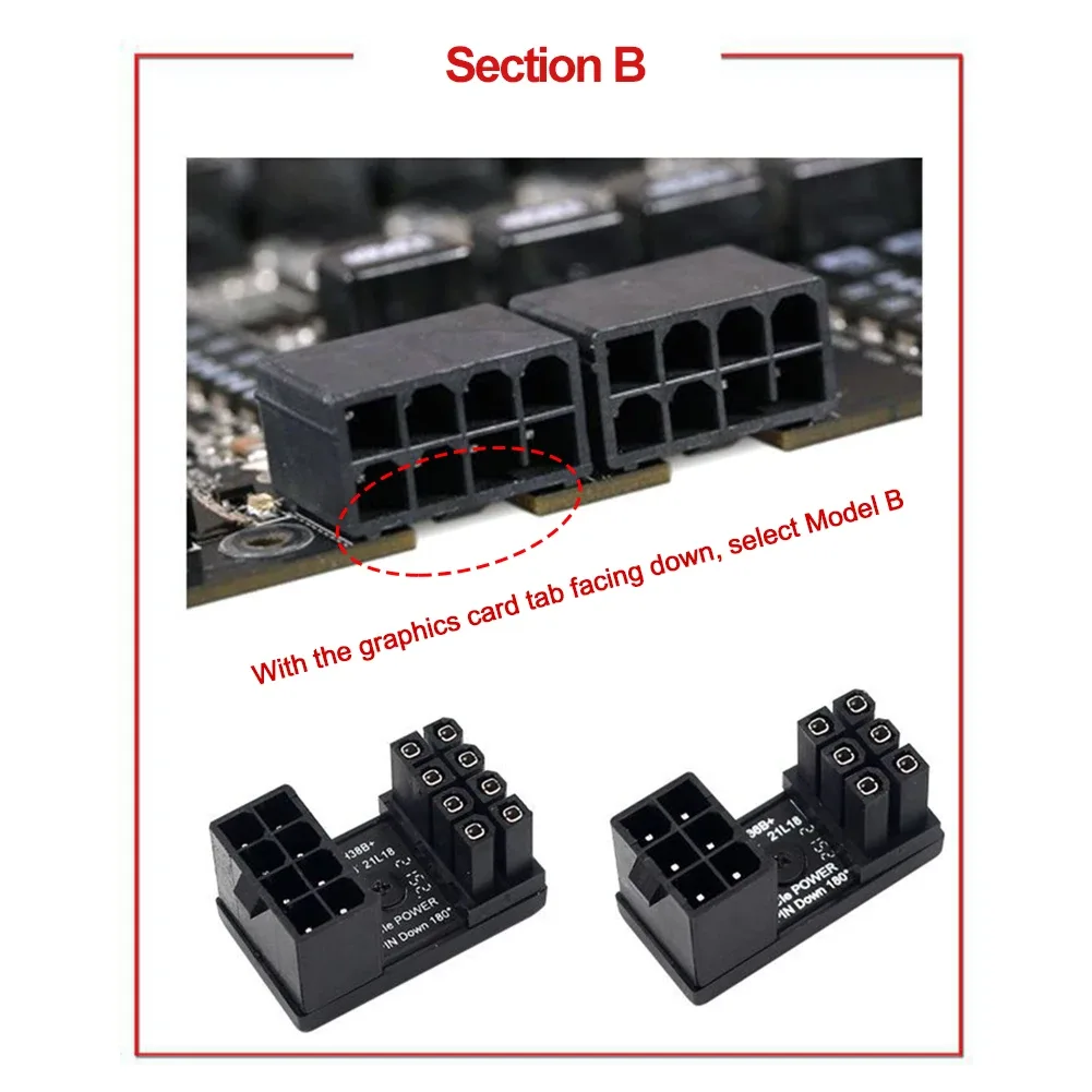 Adaptateur coudé 180° ATX 6/8 broches pour alimentation GPU - Image 4
