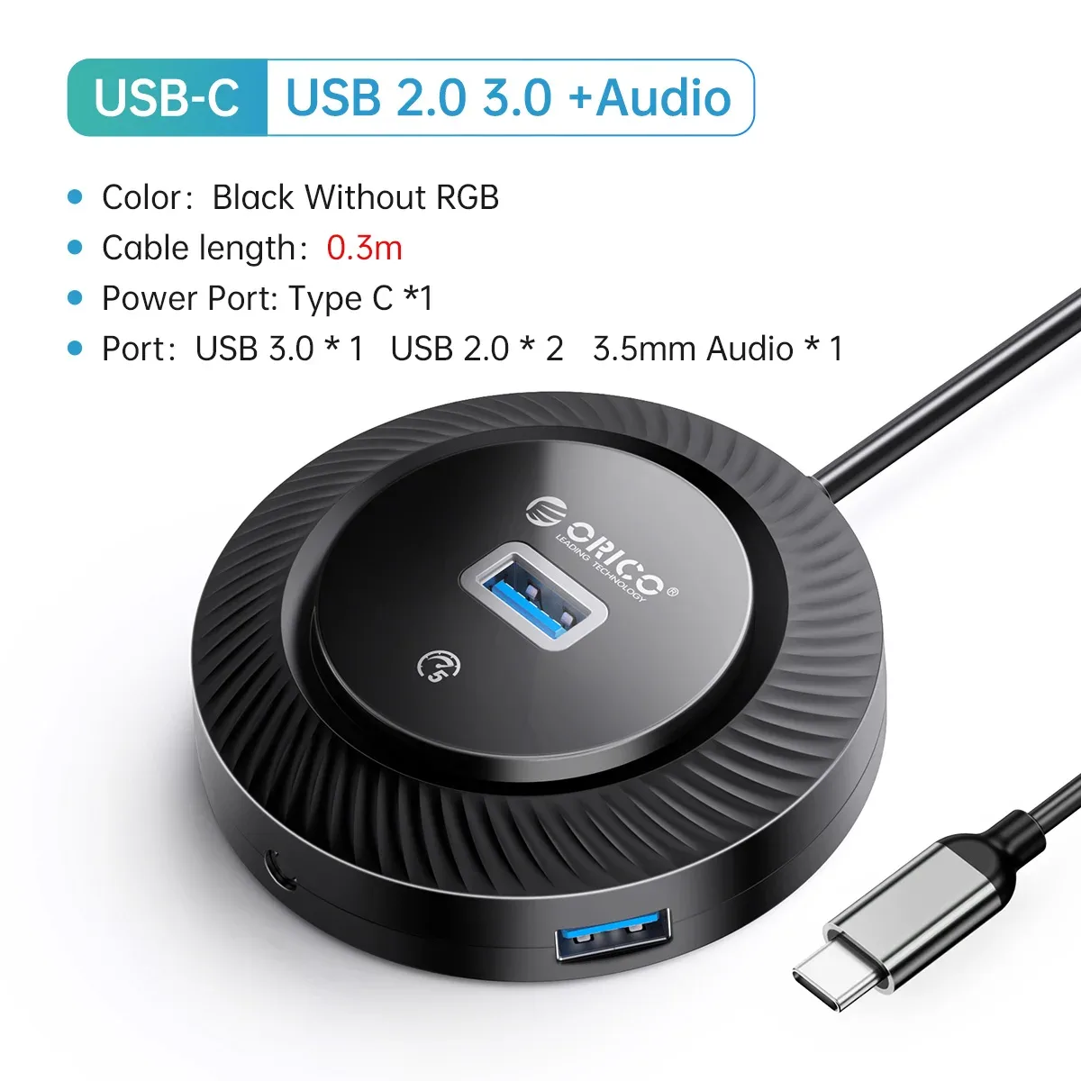 Hub USB 3.0 / Type-C ORICO avec éclairage RGB, port d'alimentation 5 Gbps et fonction OTG (30 cm) slide 14
