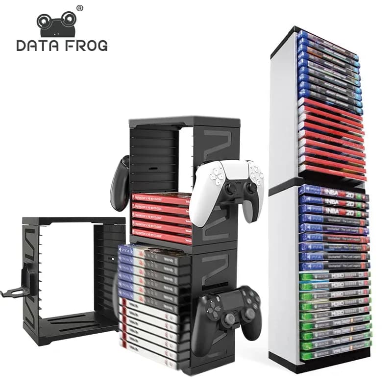 Tour de rangement pour jeux vidéo DATA FROG - Compatible PS5, PS4, Xbox et Switch - Image 1