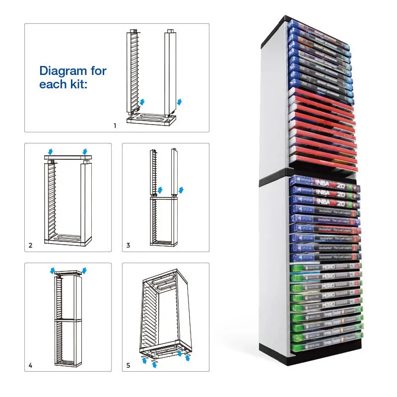 Tour de rangement pour jeux vidéo DATA FROG - Compatible PS5, PS4, Xbox et Switch - Image 4