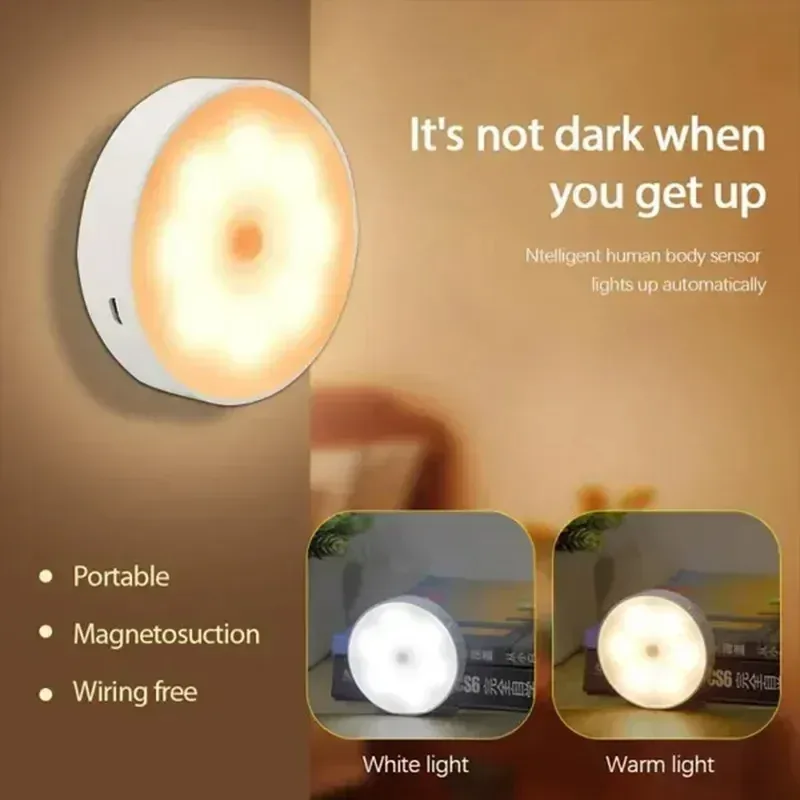 Veilleuse LED à détecteur de mouvement sans fil, rechargeable par USB - Image 2