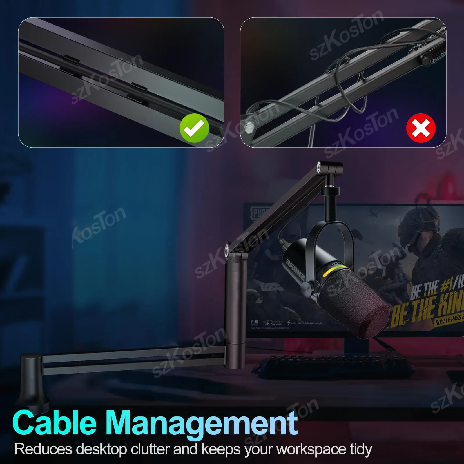 Bras articulé pour microphone à profil bas avec extension et gestion des câbles K688 A6V - Image 6