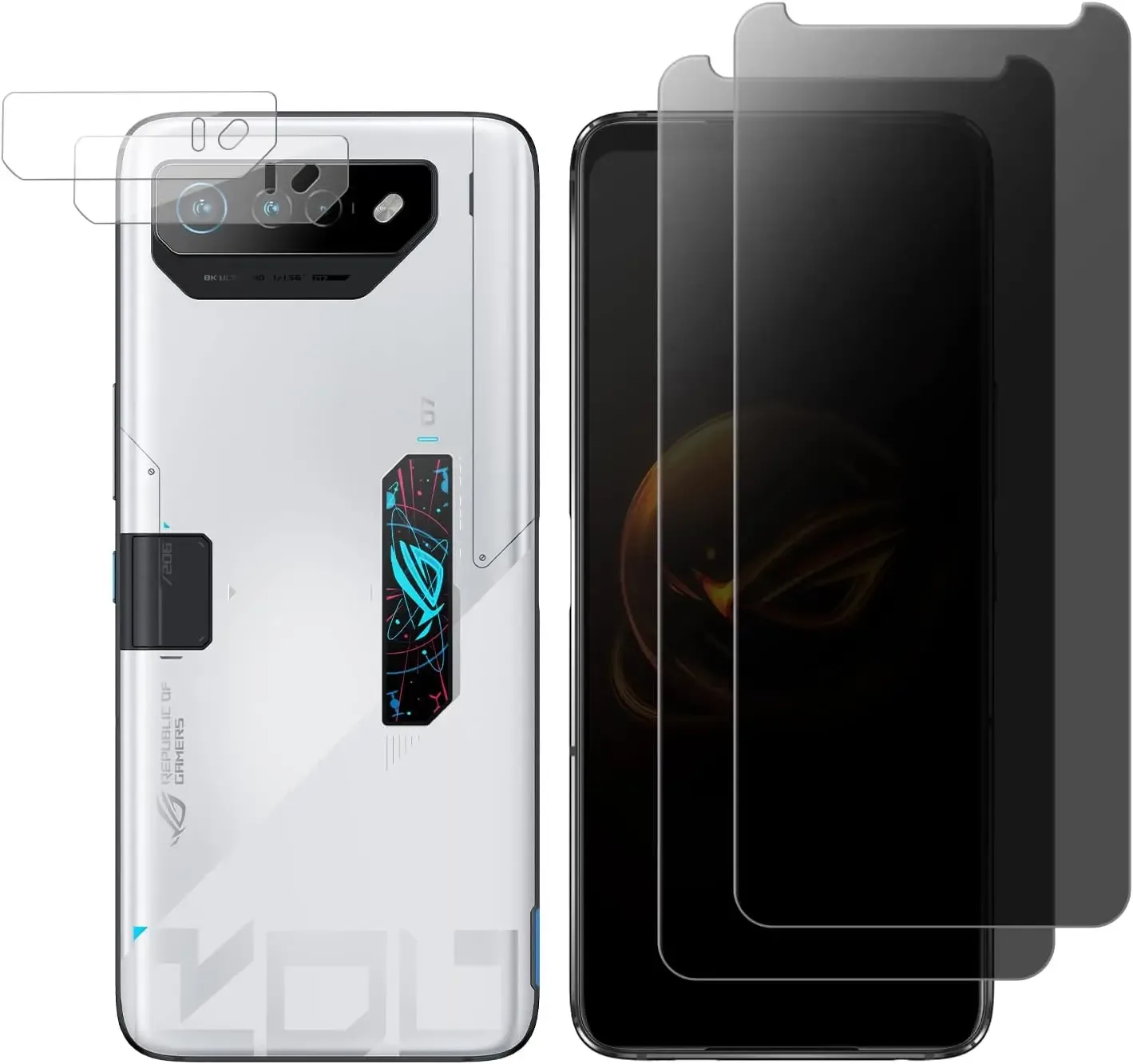 Verre trempé anti-espion 9H et protection d'objectif pour ASUS ROG Phone 7, 6, 5 Pro & Ultimate - Image 1