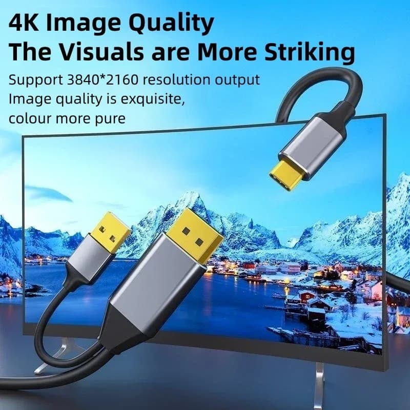 Convertisseur DisplayPort vers USB-C 4K 60Hz / 2K 144Hz avec alimentation pour écrans portables et lunettes VR/AR - Image 2