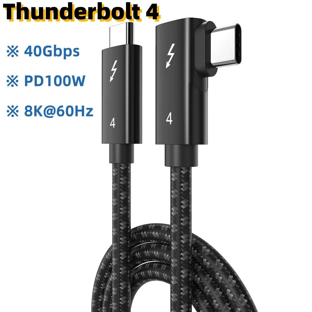 Câble Thunderbolt 4 / USB4 Type-C Coudé (90°) - 2m, 40Gbps, 8K 60Hz