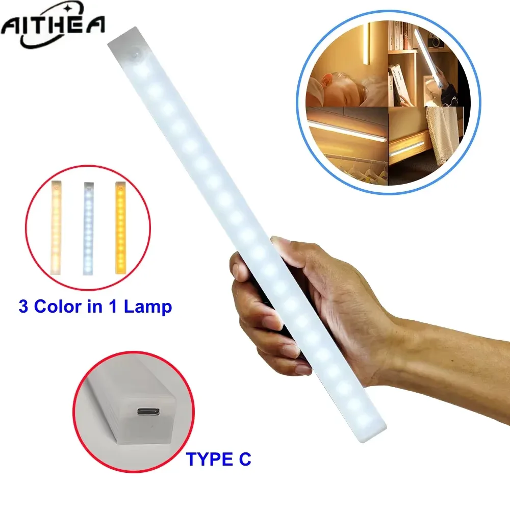 Réglette LED sans fil AITHEA avec détecteur de mouvement, rechargeable USB-C - Image 1