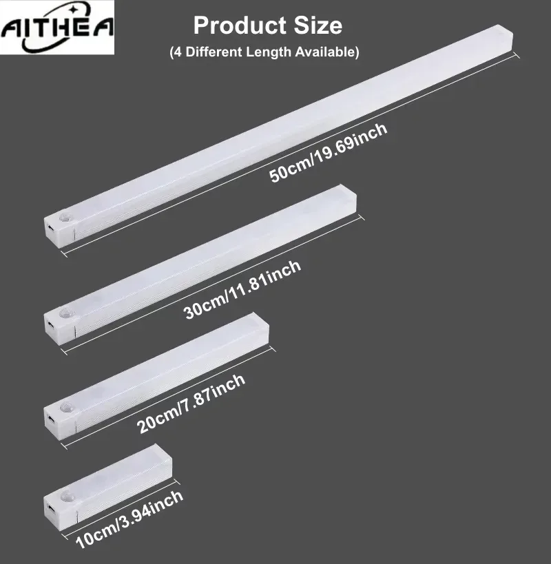 Réglette LED sans fil AITHEA avec détecteur de mouvement, rechargeable USB-C - Image 6