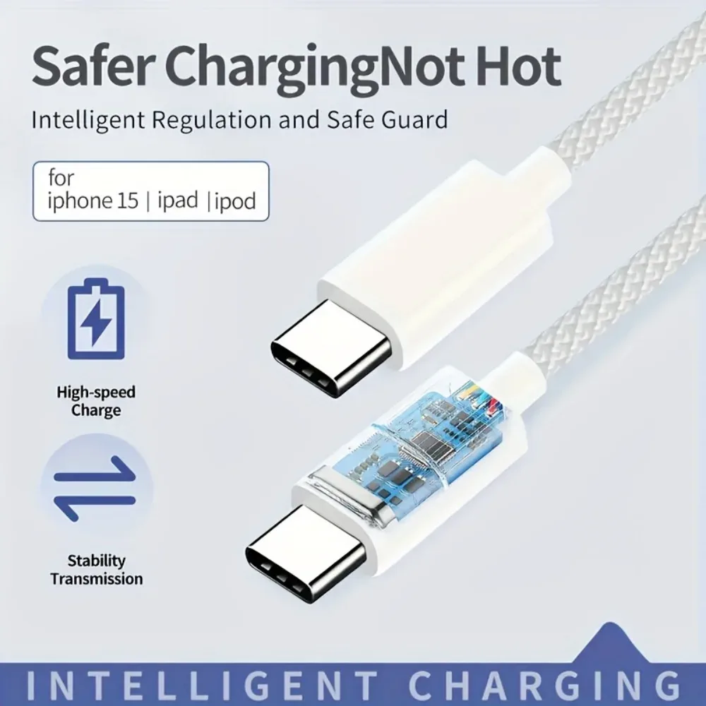 Câble USB-C vers USB-C 60W Power Delivery - Charge Rapide pour iPhone 16/15, iPad, Samsung et Xiaomi - Image 5