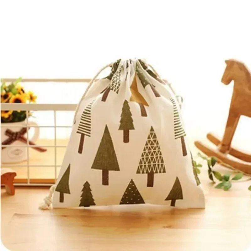 Petit sac de rangement en coton et chanvre à cordon de serrage - Image 3