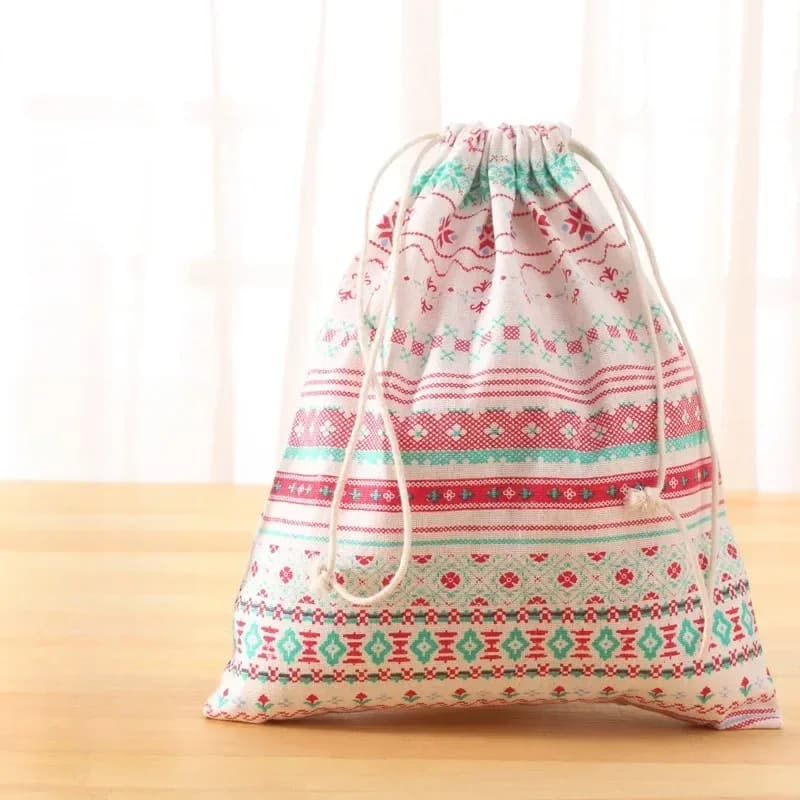 Petit sac de rangement en coton et chanvre à cordon de serrage slide 9