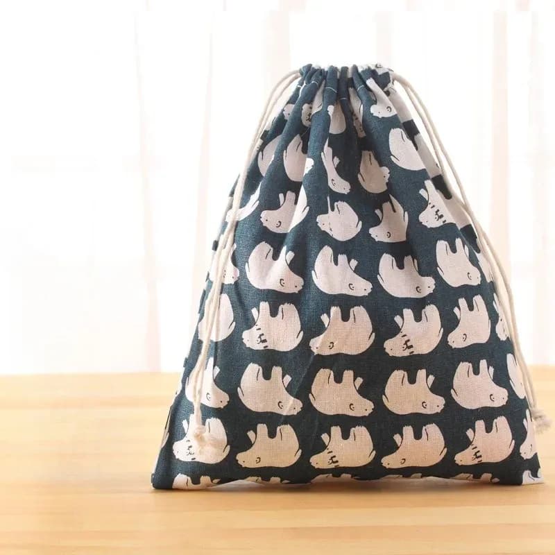 Petit sac de rangement en coton et chanvre à cordon de serrage slide 10