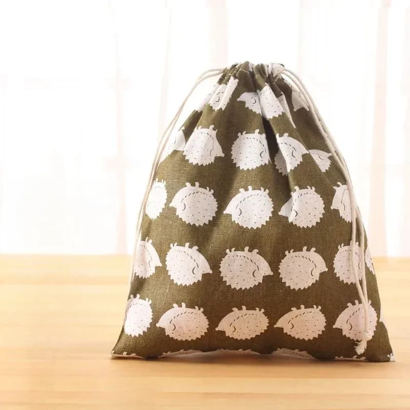 Petit sac de rangement en coton et chanvre à cordon de serrage slide 11