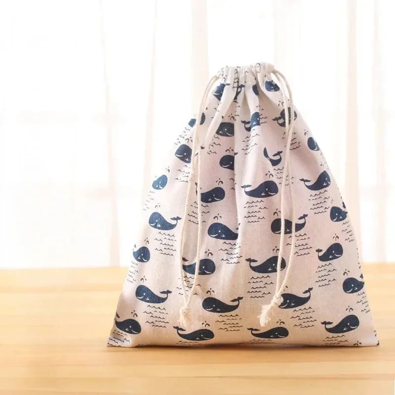 Petit sac de rangement en coton et chanvre à cordon de serrage slide 8