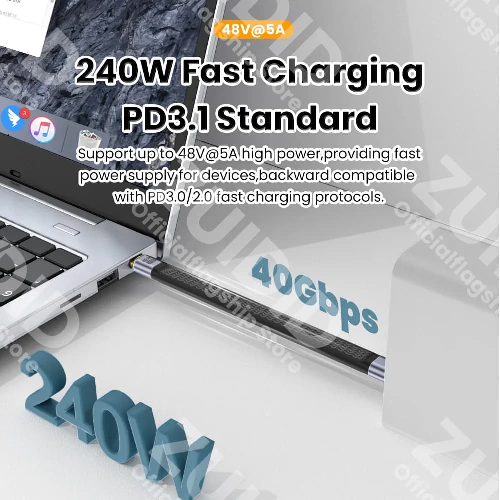 Câble USB4 Type-C 240W 40Gbps - Compatible Thunderbolt 3 (8K 60Hz) - Image 3