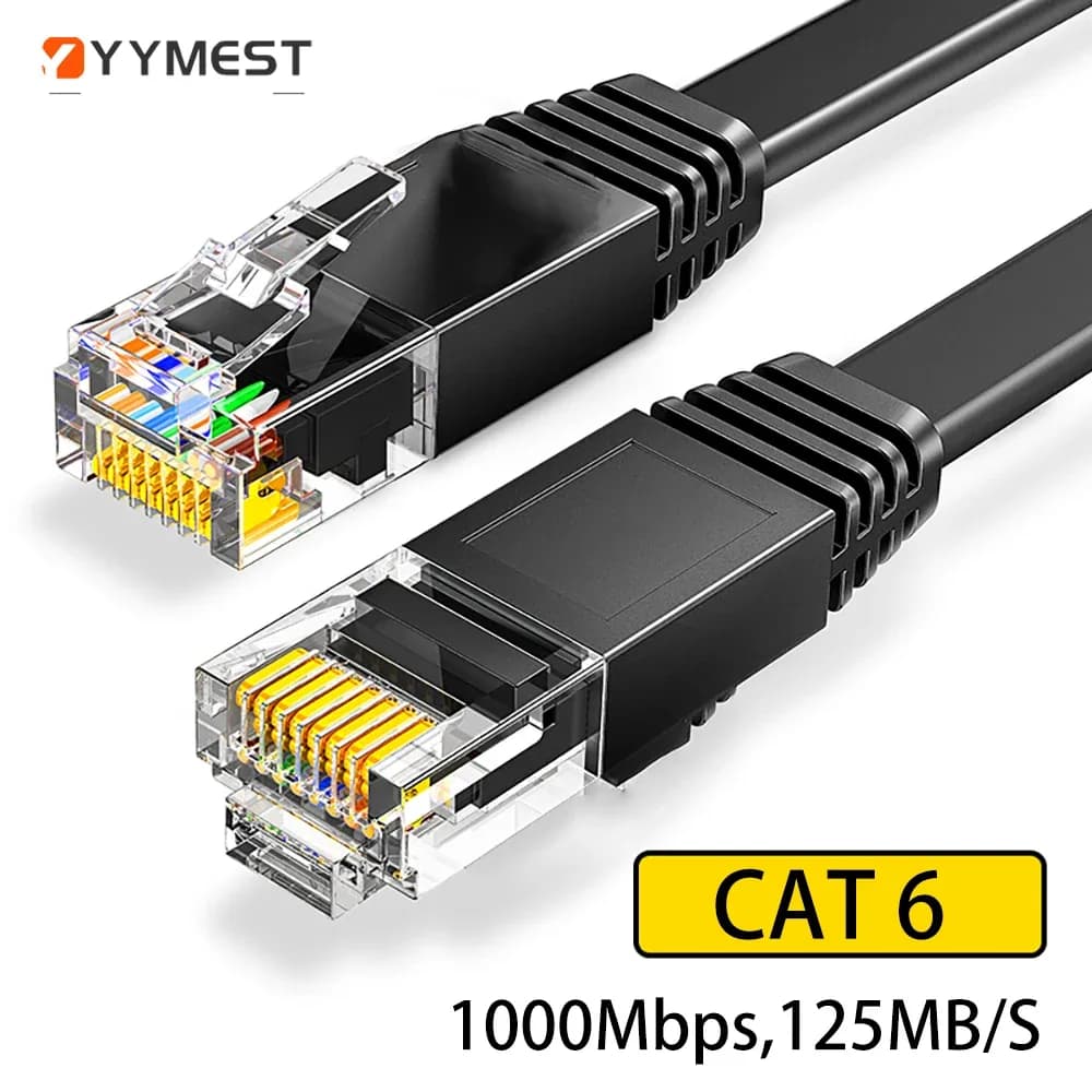 Câble Ethernet Cat6 Plat Haute Vitesse 1000 Mbps RJ45 Blindé - Image 1