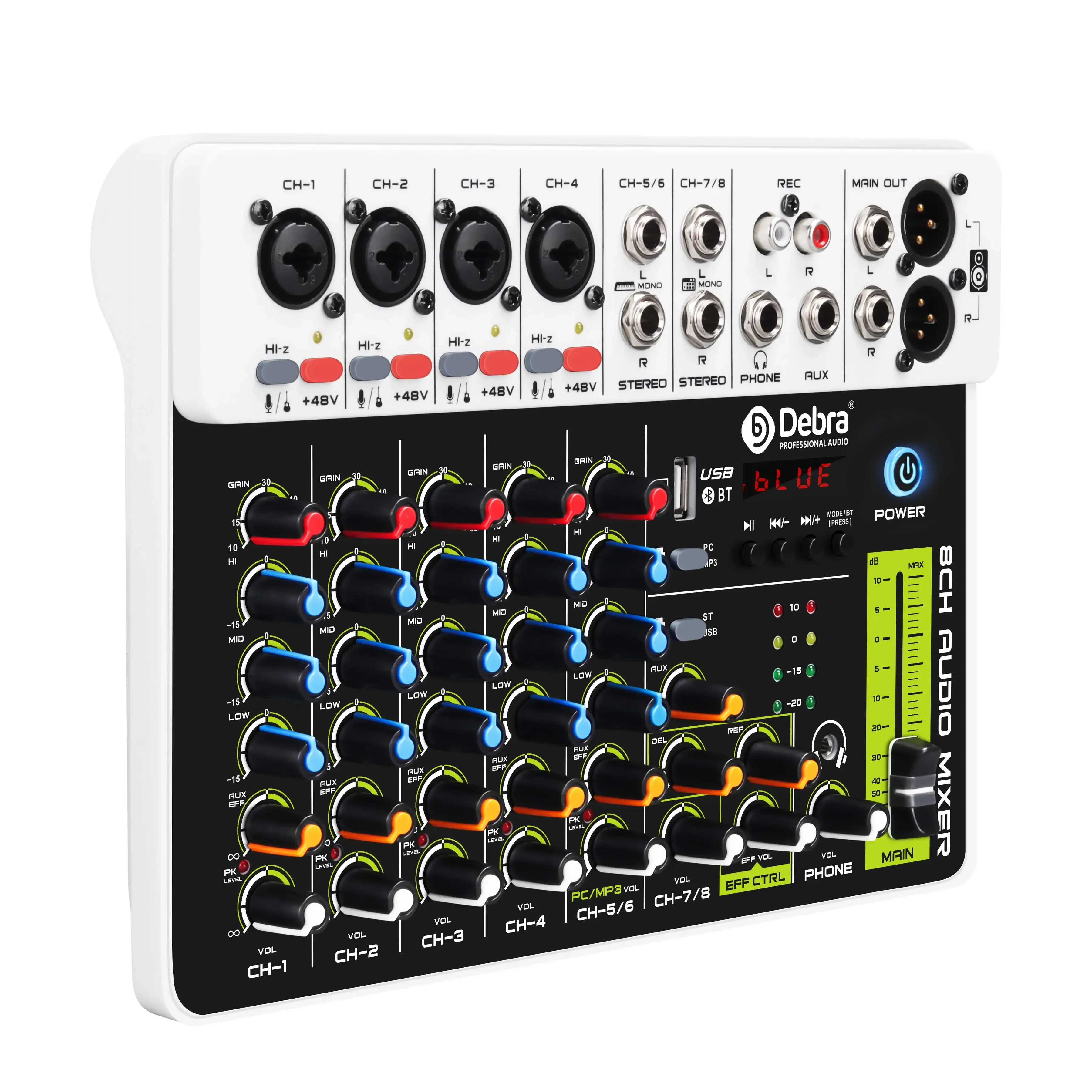Table de mixage audio 4/8 canaux, Contrôleur DJ avec Bluetooth, Alimentation Fantôme et Effets pour Enregistrement PC - Image 1