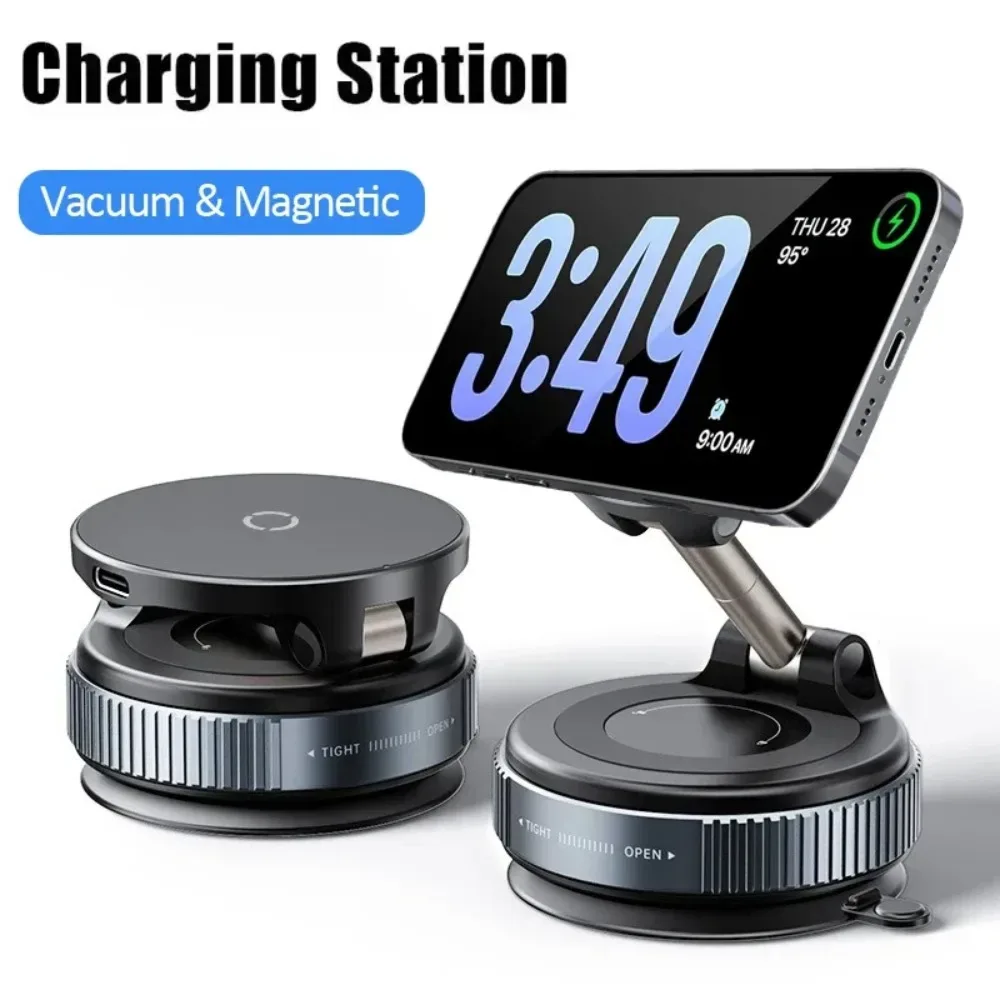 Chargeur de voiture magnétique sans fil avec support à ventouse rotatif 360° - Image 6