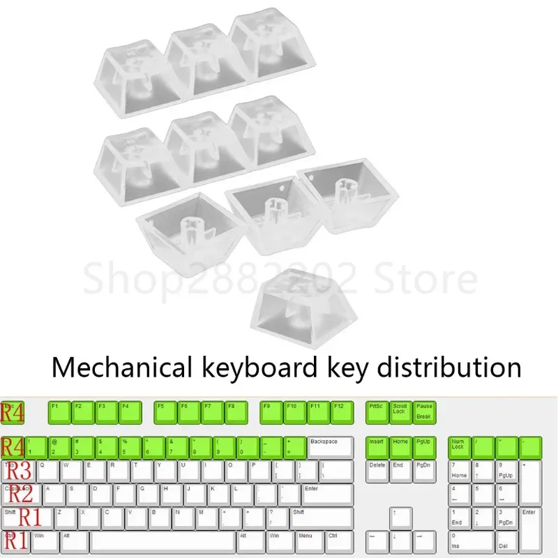 Lot de 10 touches de clavier mécaniques en ABS translucide mat (R1-R4) - Compatibles Cherry, Gateron, Kailh - Image 5