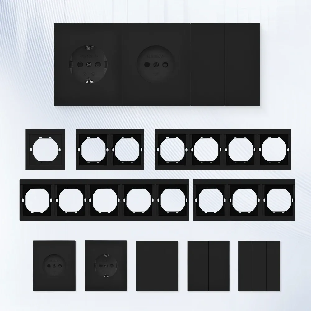 Interrupteur et prise de courant noir mat, finition soft-touch slide 3