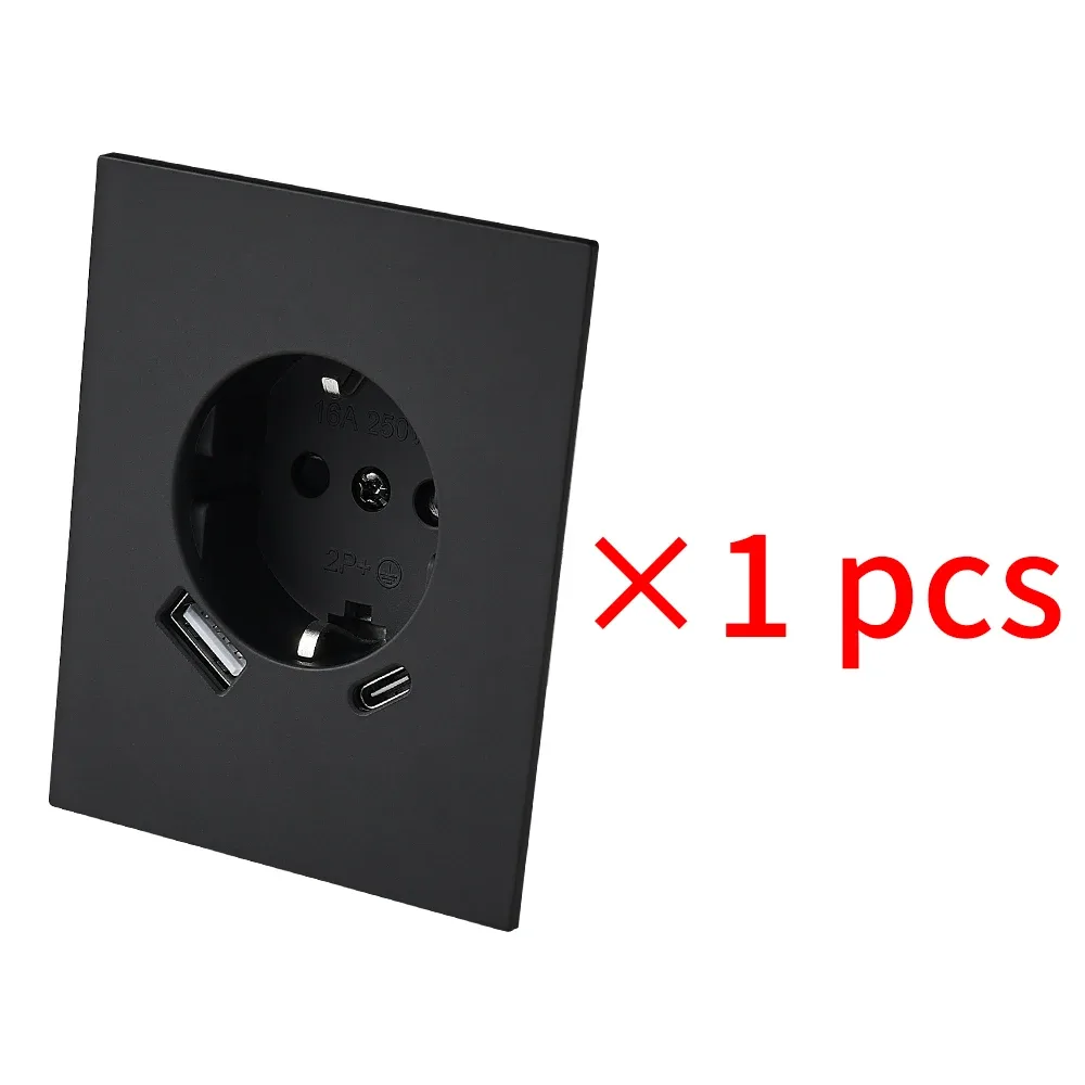 Interrupteur et prise de courant noir mat, finition soft-touch slide 16