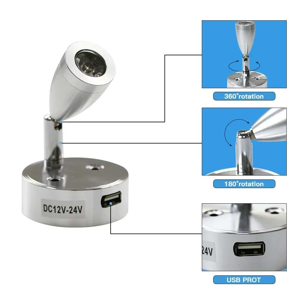 Spot de lecture LED 12-24V pour camping-car, caravane et bateau - Image 4