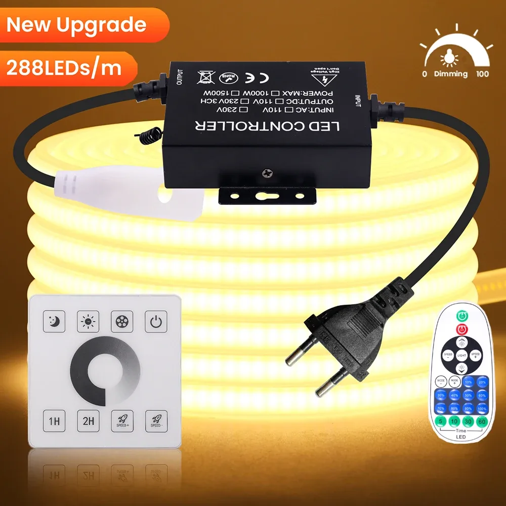Ruban LED Néon COB Flexible 220V Dimmable 288 LED/m - Contrôle Bluetooth, Mural et Télécommande - Kit Complet 1500W - Image 1