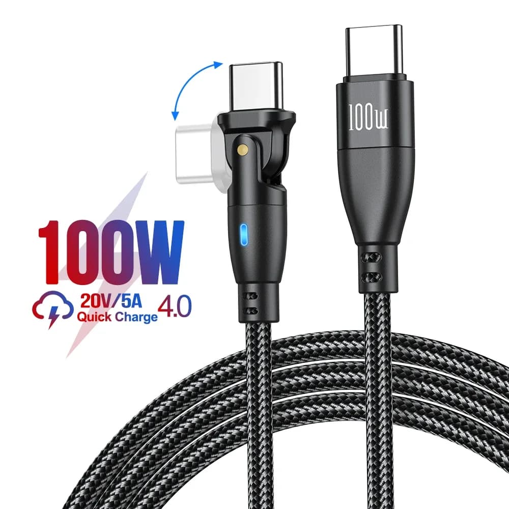 AUFU Câble USB-C vers USB-C 100W PD - Connecteur Rotatif à 180° slide 7